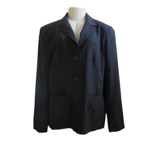 Vintage Lafayette 148 Virgin Wool Black Blazer Jacket in Size Large